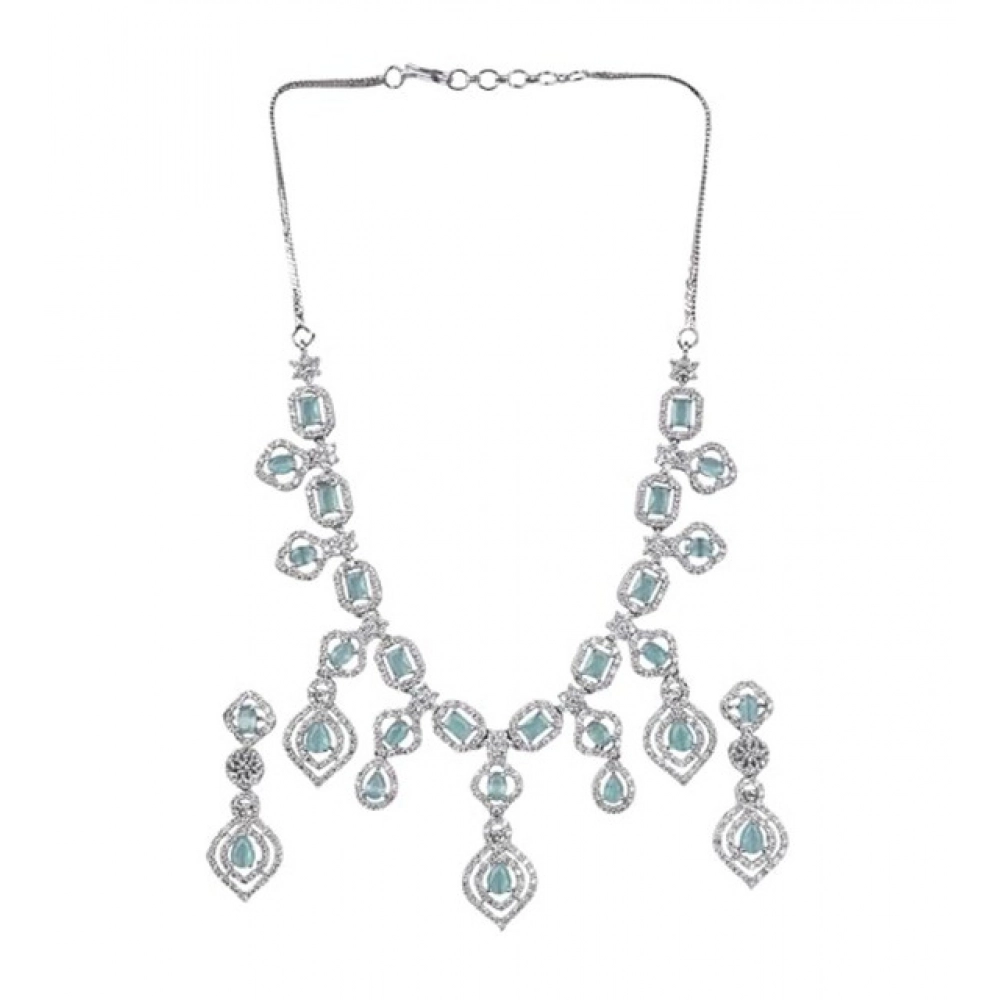 Generic Women's Brass Silver Plated Necklace set (Turquoise) - Image 5