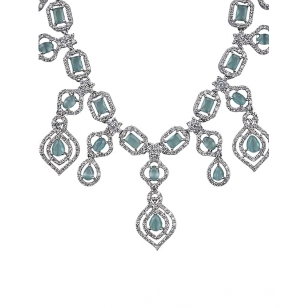 Generic Women's Brass Silver Plated Necklace set (Turquoise) - Image 3