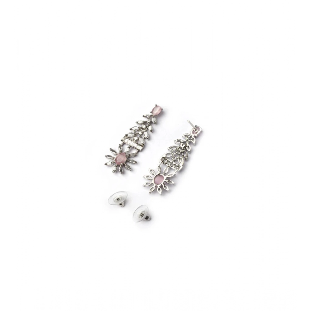 Generic Women's Brass Silver Plated Necklace set (Pink) - Image 2